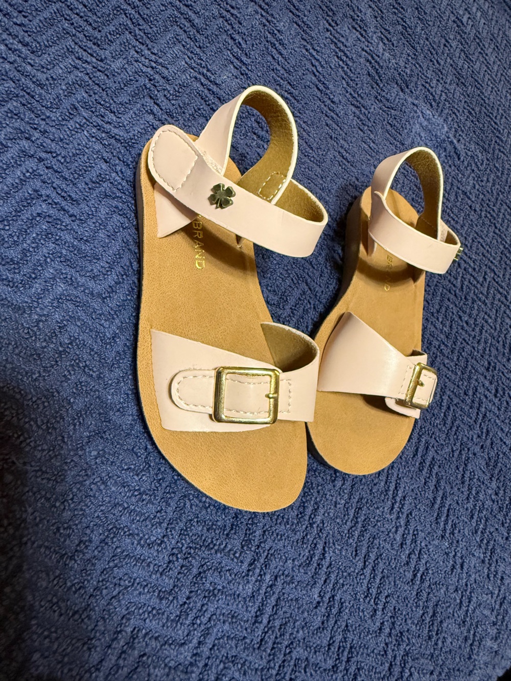 Pink Girls Slide Sandals with Gold Buckle